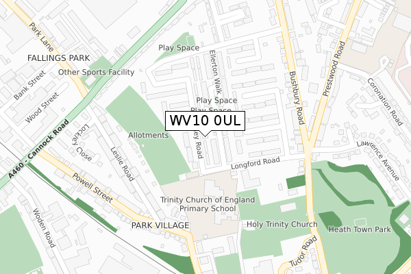 WV10 0UL map - large scale - OS Open Zoomstack (Ordnance Survey)