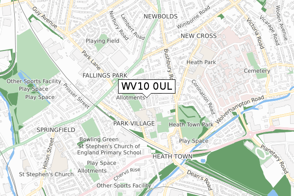 WV10 0UL map - small scale - OS Open Zoomstack (Ordnance Survey)