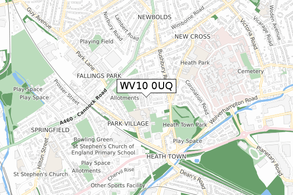 WV10 0UQ map - small scale - OS Open Zoomstack (Ordnance Survey)