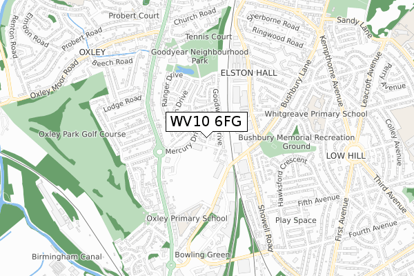 WV10 6FG map - small scale - OS Open Zoomstack (Ordnance Survey)