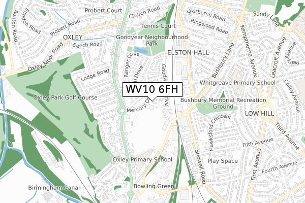 WV10 6FH map - small scale - OS Open Zoomstack (Ordnance Survey)