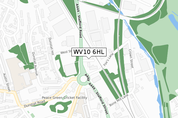 WV10 6HL map - large scale - OS Open Zoomstack (Ordnance Survey)