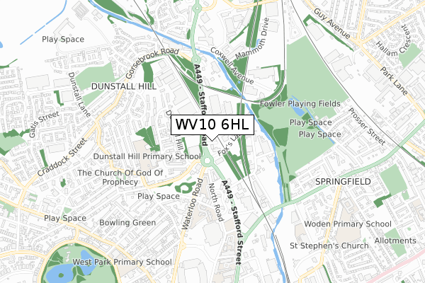 WV10 6HL map - small scale - OS Open Zoomstack (Ordnance Survey)