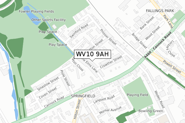 WV10 9AH map - large scale - OS Open Zoomstack (Ordnance Survey)