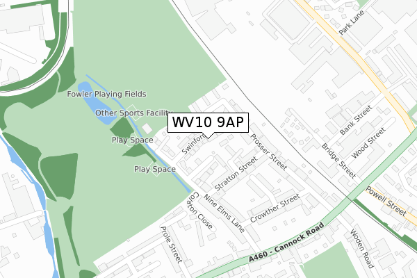 WV10 9AP map - large scale - OS Open Zoomstack (Ordnance Survey)