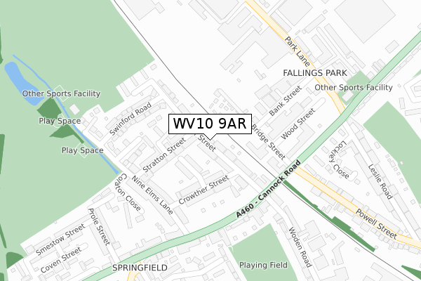 WV10 9AR map - large scale - OS Open Zoomstack (Ordnance Survey)