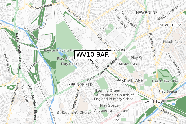 WV10 9AR map - small scale - OS Open Zoomstack (Ordnance Survey)