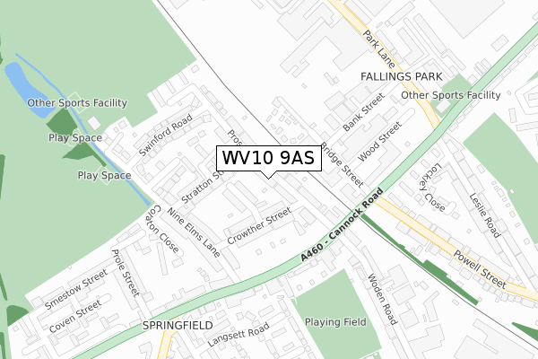 WV10 9AS map - large scale - OS Open Zoomstack (Ordnance Survey)