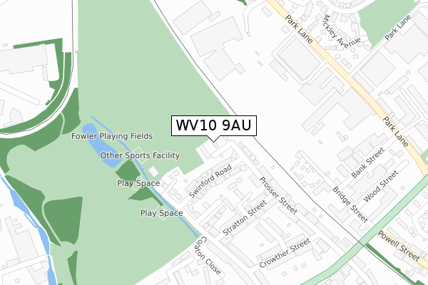 WV10 9AU map - large scale - OS Open Zoomstack (Ordnance Survey)