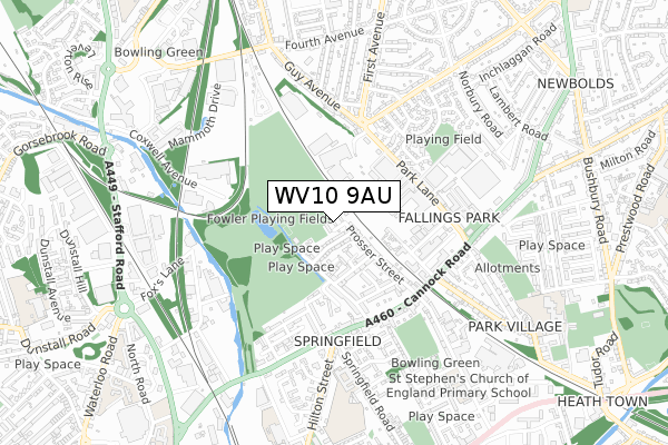 WV10 9AU map - small scale - OS Open Zoomstack (Ordnance Survey)