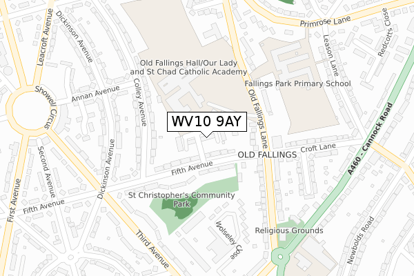 WV10 9AY map - large scale - OS Open Zoomstack (Ordnance Survey)