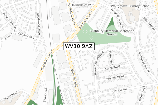 WV10 9AZ map - large scale - OS Open Zoomstack (Ordnance Survey)