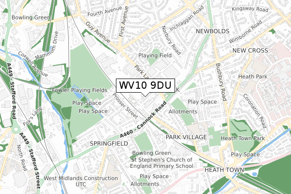 WV10 9DU map - small scale - OS Open Zoomstack (Ordnance Survey)