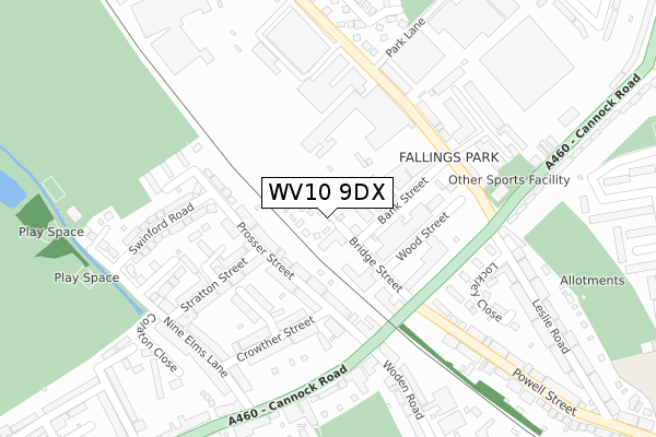 WV10 9DX map - large scale - OS Open Zoomstack (Ordnance Survey)