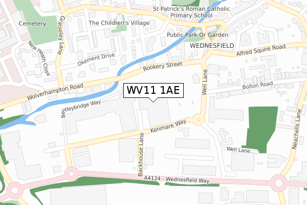 WV11 1AE map - large scale - OS Open Zoomstack (Ordnance Survey)