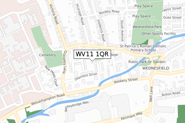 WV11 1QR map - large scale - OS Open Zoomstack (Ordnance Survey)