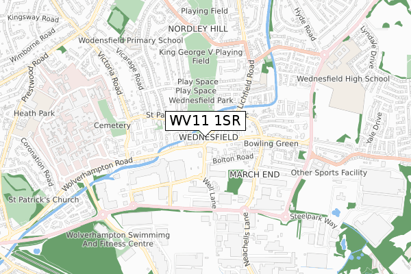 WV11 1SR map - small scale - OS Open Zoomstack (Ordnance Survey)