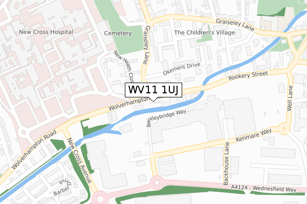 WV11 1UJ map - large scale - OS Open Zoomstack (Ordnance Survey)