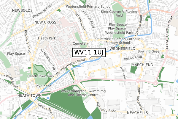 WV11 1UJ map - small scale - OS Open Zoomstack (Ordnance Survey)