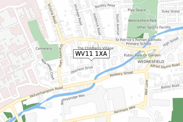 WV11 1XA map - large scale - OS Open Zoomstack (Ordnance Survey)