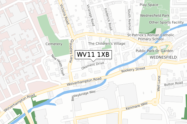 WV11 1XB map - large scale - OS Open Zoomstack (Ordnance Survey)