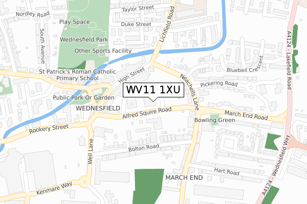 WV11 1XU map - large scale - OS Open Zoomstack (Ordnance Survey)