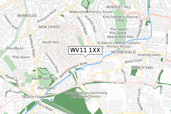 WV11 1XX map - small scale - OS Open Zoomstack (Ordnance Survey)