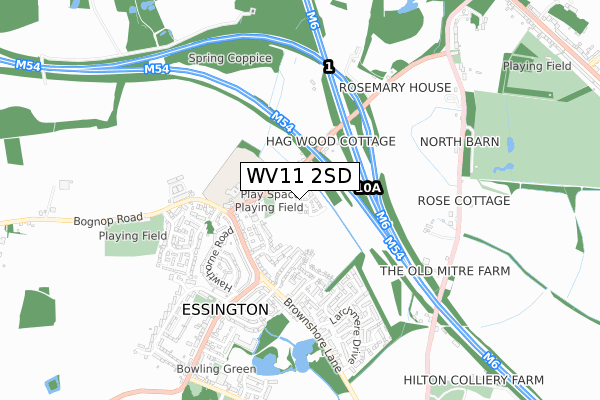 WV11 2SD map - small scale - OS Open Zoomstack (Ordnance Survey)