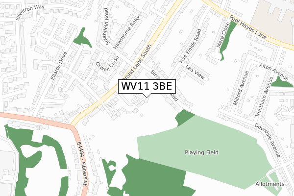 WV11 3BE map - large scale - OS Open Zoomstack (Ordnance Survey)