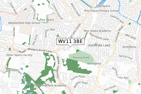 WV11 3BE map - small scale - OS Open Zoomstack (Ordnance Survey)