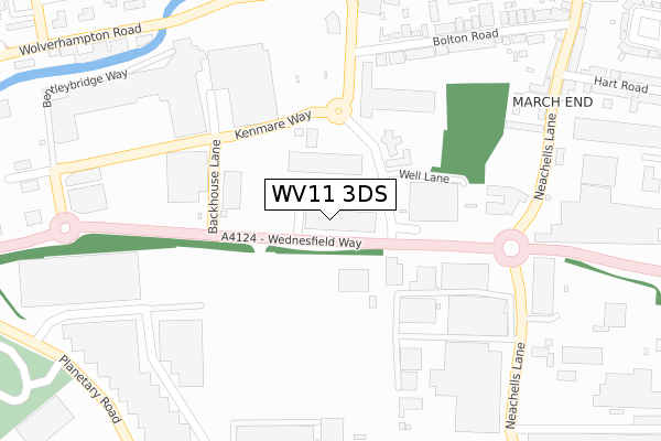 WV11 3DS map - large scale - OS Open Zoomstack (Ordnance Survey)