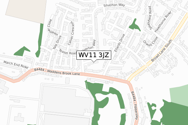 WV11 3JZ map - large scale - OS Open Zoomstack (Ordnance Survey)