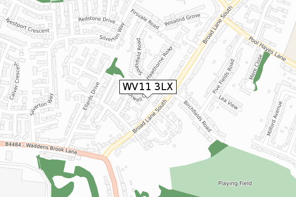 WV11 3LX map - large scale - OS Open Zoomstack (Ordnance Survey)