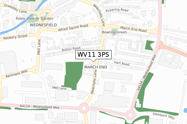 WV11 3PS map - large scale - OS Open Zoomstack (Ordnance Survey)