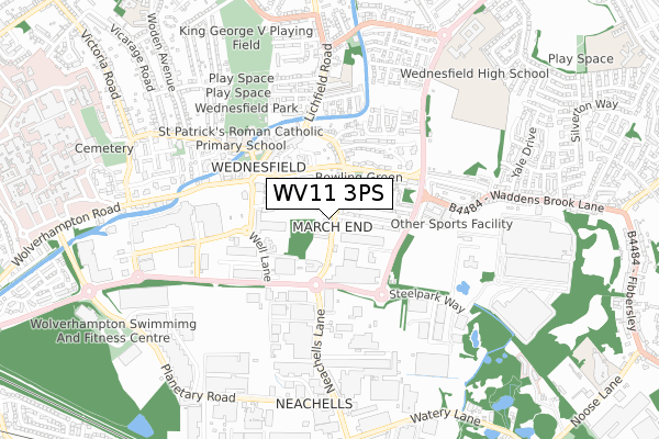 WV11 3PS map - small scale - OS Open Zoomstack (Ordnance Survey)