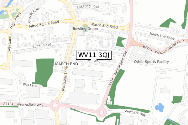 WV11 3QJ map - large scale - OS Open Zoomstack (Ordnance Survey)