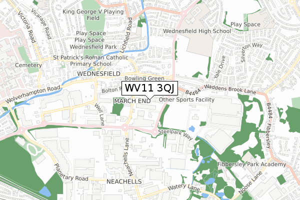 WV11 3QJ map - small scale - OS Open Zoomstack (Ordnance Survey)