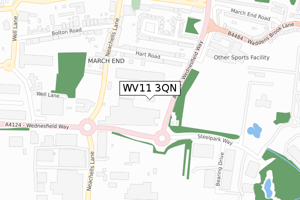 WV11 3QN map - large scale - OS Open Zoomstack (Ordnance Survey)