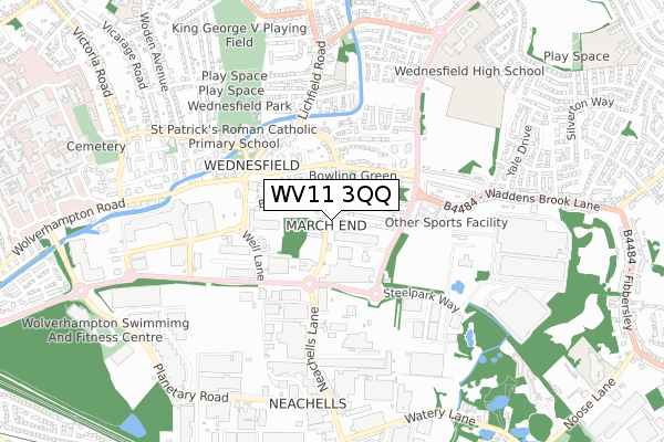 WV11 3QQ map - small scale - OS Open Zoomstack (Ordnance Survey)