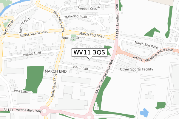 WV11 3QS map - large scale - OS Open Zoomstack (Ordnance Survey)