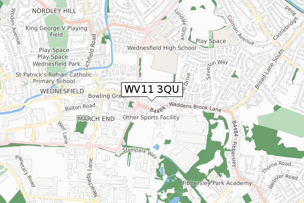 WV11 3QU map - small scale - OS Open Zoomstack (Ordnance Survey)