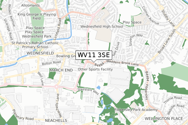 WV11 3SE map - small scale - OS Open Zoomstack (Ordnance Survey)