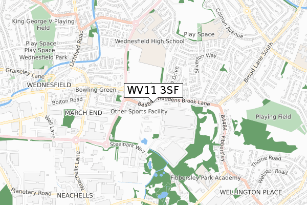 WV11 3SF map - small scale - OS Open Zoomstack (Ordnance Survey)