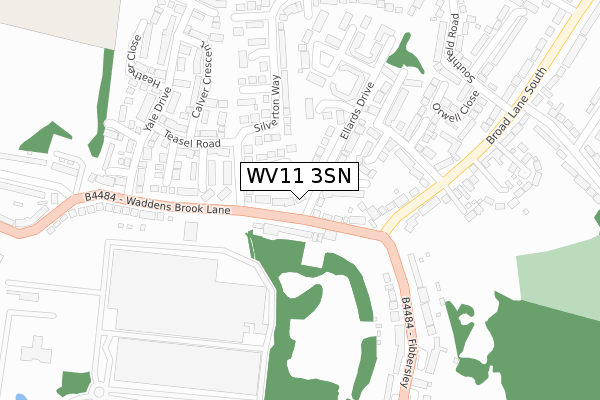 WV11 3SN map - large scale - OS Open Zoomstack (Ordnance Survey)