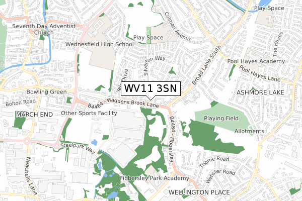 WV11 3SN map - small scale - OS Open Zoomstack (Ordnance Survey)