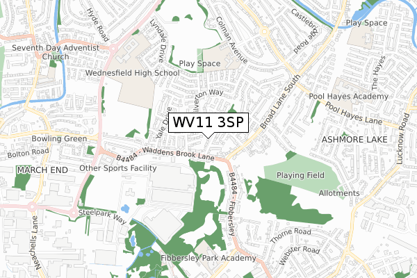 WV11 3SP map - small scale - OS Open Zoomstack (Ordnance Survey)