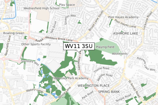 WV11 3SU map - small scale - OS Open Zoomstack (Ordnance Survey)