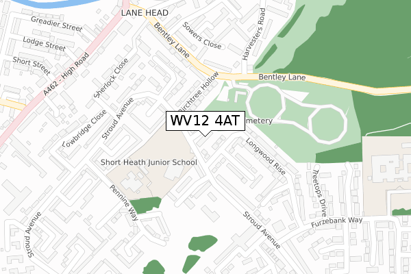 WV12 4AT map - large scale - OS Open Zoomstack (Ordnance Survey)