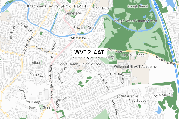 WV12 4AT map - small scale - OS Open Zoomstack (Ordnance Survey)