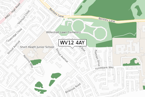 WV12 4AY map - large scale - OS Open Zoomstack (Ordnance Survey)